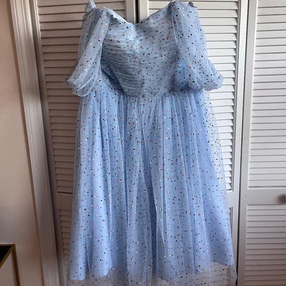UNIQUE VINTAGE  Light Blue & Confetti Dots Garden State Swing Dress BNWT - Picture 4 of 8